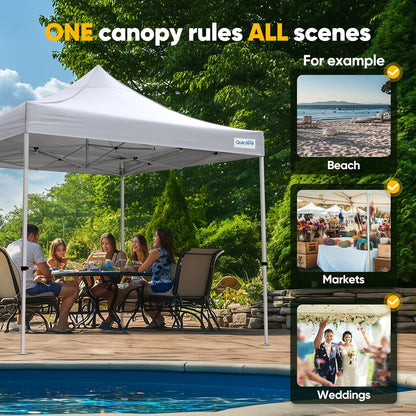 Quictent 10x10 Heavy Duty Pop Up Canopy Tent- Easy up Outdoor Commercial Canopies, Waterproof, 11ft Interior Height, Easy Setup, Includes Sand Weight Bags and Wheeled Carry Bag