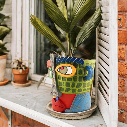 Abstract Face Planters Pots Head,Unique Head Planter for Indoor Plants,Funny Face Flower Pot,Colorful Plant Pots for Outdoor Garden Decor and Home Art Decoration(Modern)