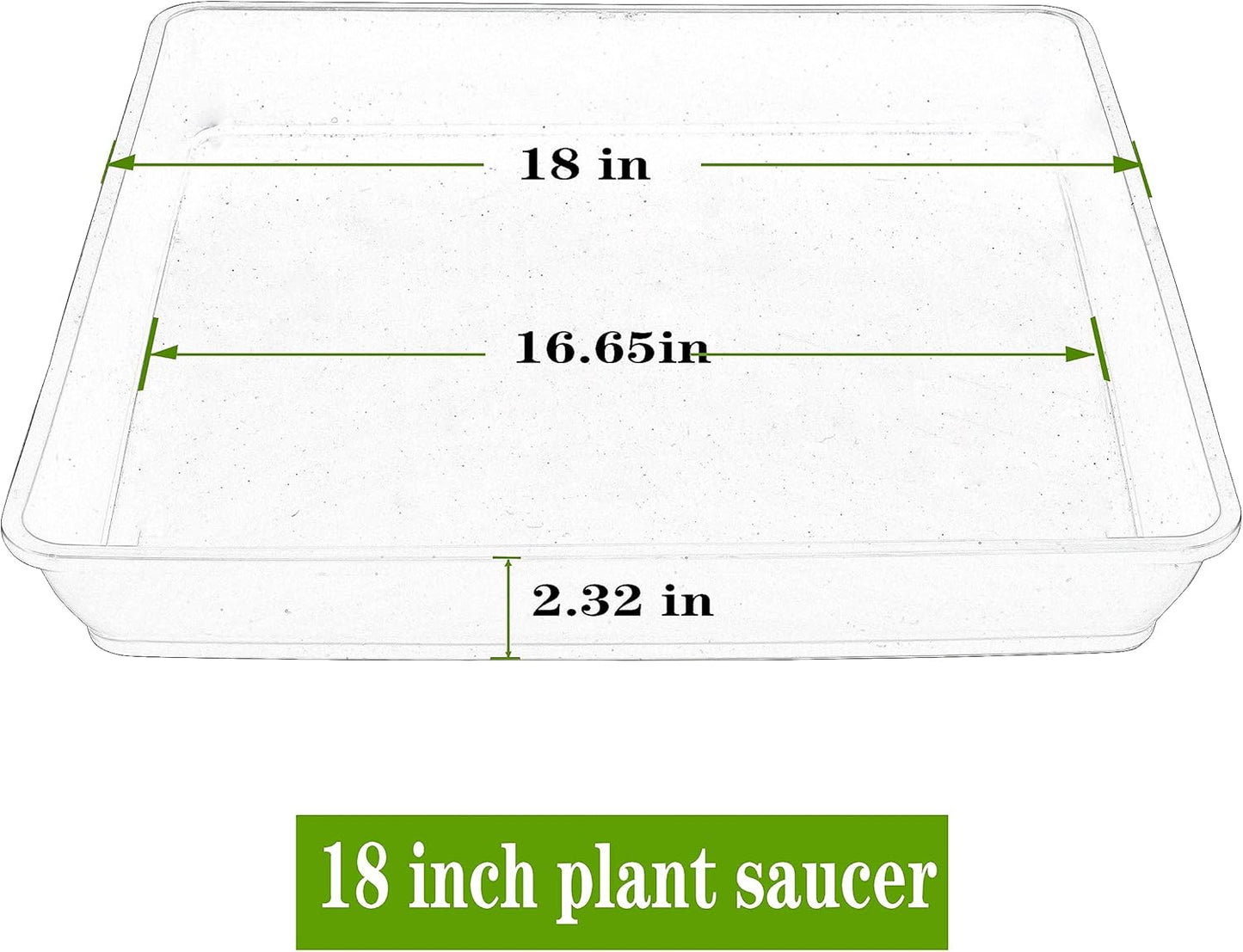 Square Plant Saucer 18 Inch 2 Pack, Plastic Plant Saucer, Garden Large Deep Plant Trays for Pots, Heavy Duty Plant Pot Saucers, Planters for Indoors and Outdoors Plants Black.
