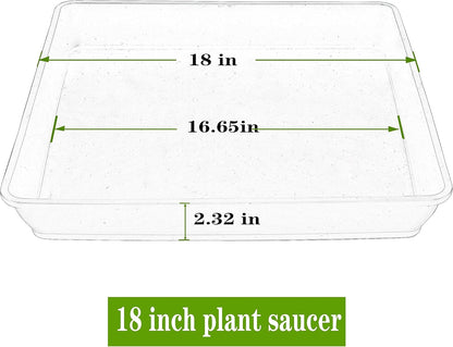 Square Plant Saucer 18 Inch 4 Pack, Durable Plastic Plant Saucer, Garden Large Deep Plant Trays for Pots, Heavy Duty Plant Pot Saucers, Planters for Indoors and Outdoors Plants.