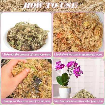 Halatool 1.1LBS Sphagnum Moss for Orchids, Plants, Succulent, Carnivorous, 25QT Natural Dried Long Fiber Sphagnum Moss Bulk for Moss Pole, Moss for Plants Indoor and Outdoor Growing Media