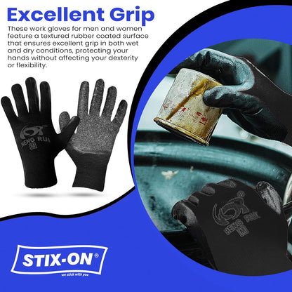 10 OR 20 Pairs Work Gloves–Heavy Duty Rubber Coated Safety Work Gloves–Multipurpose Gloves