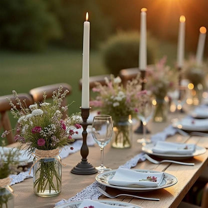 Vintage Glass Flower Vase，6 Pack FarmhouseTransparent White Glass Centerpiece Vases Mason Jars for Weddings, Parties & Home Decor Bulk (6, Transparent)