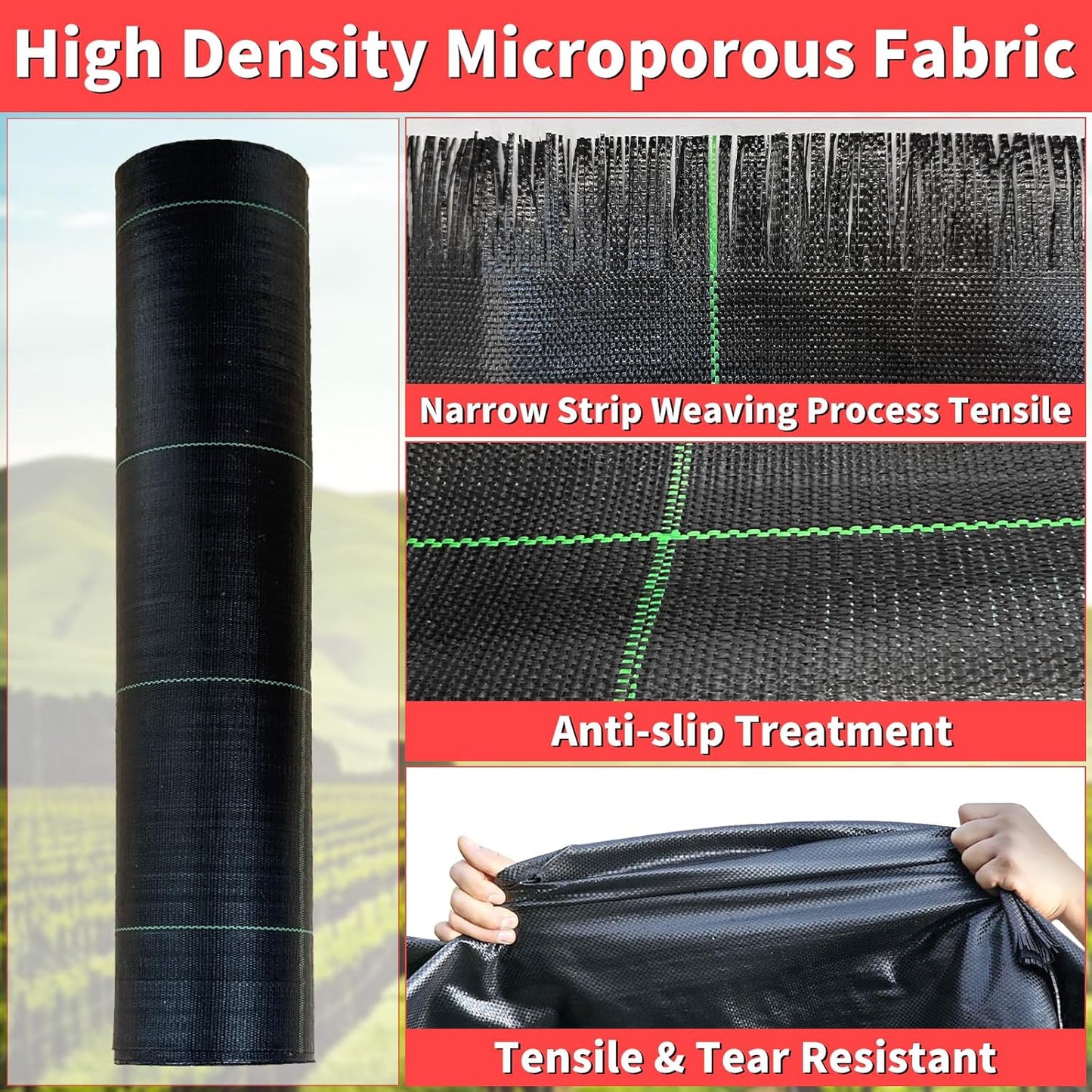4ft x 100ft Landscape Fabric -Heavy Duty Weed Barrier Fabric for Landscaping, Weed Blocker Cloth,Geotextile Fabric for Garden, Driveway & Ground Cover, Garden Weed Mats,Grid Design