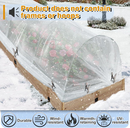 Alphatool Greenhouse Cover Plastic Sheeting - 10 x 30 ft Plant Covers Freeze Protection, Frost Cloths for Outdoor Plants, Clear Floating Row Cover for Outdoors Garden Plants Vegetables Crops