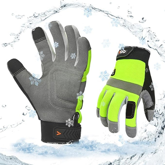 Vgo... 1Pair 5℃/41°F Winter Work Gloves Men, Cold Weather Waterproof Safety Work Gloves,Cold Storage or Freezer Glove