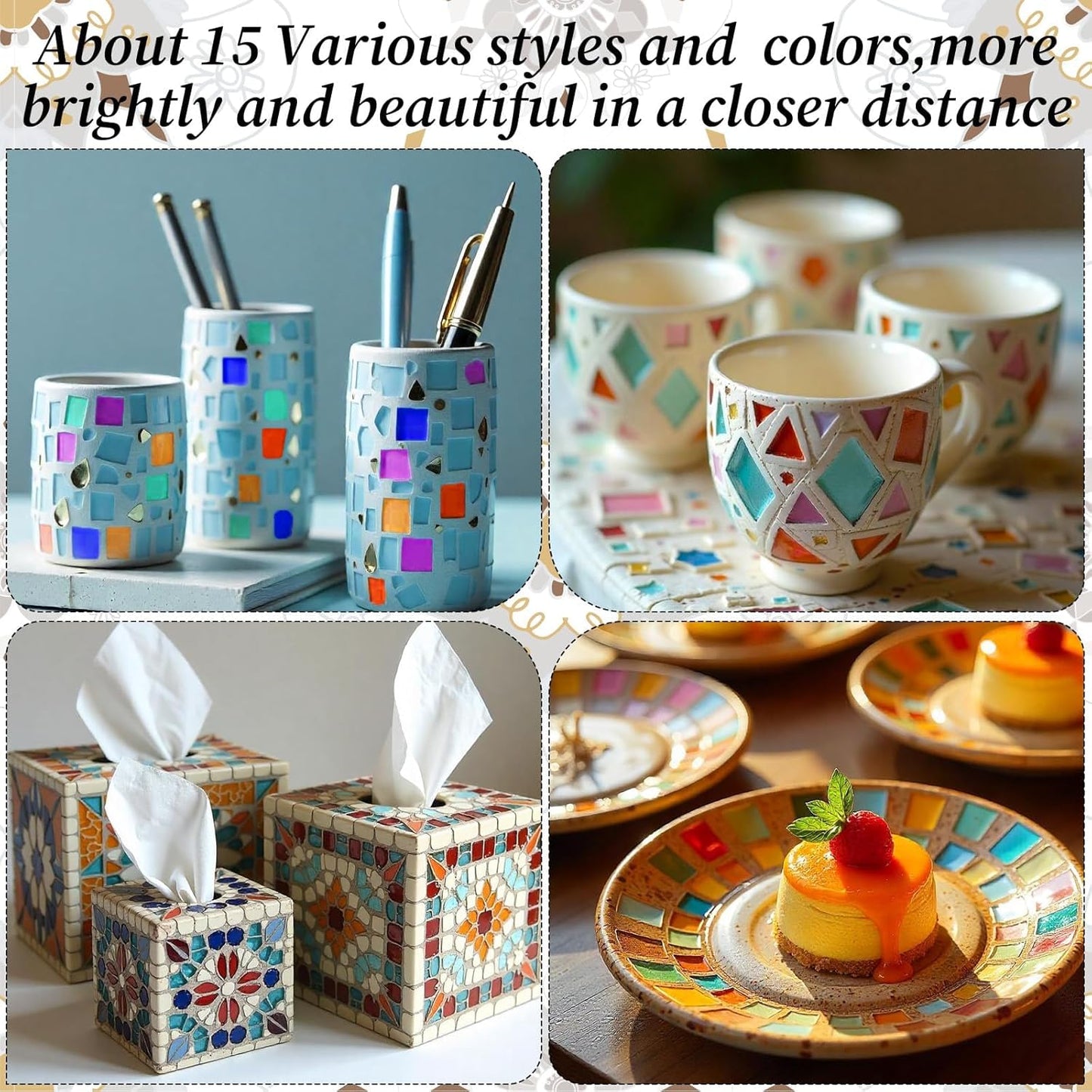 1000 Pcs Colorful Irregular Crystal Mosaic Tiles, 2.2lb Tiny Mosaic Tile DIY Hobbies Children Handmade Crystal Craft for Craft Bathroom Kitchen Home Decoration DIY Art Projects