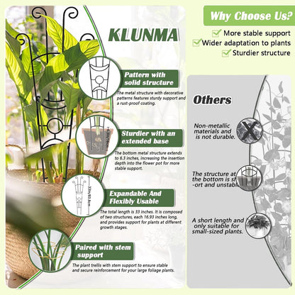 3P 32.6in Large Metal Trellis for Potted Plants -Plant Trellis Indoor for Climbing Plants -Monstera Plant Support -Expandable Trellis for Pothos Lvy Rose Hoya Flower