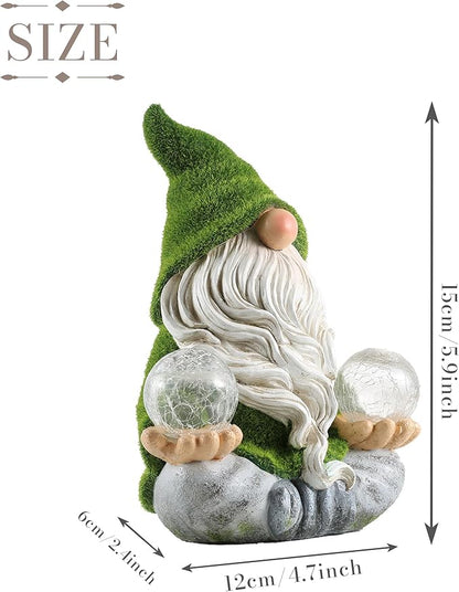 TERESA'S COLLECTIONS Garden Gnomes Decorations for Yard with Solar Lights, Fathers Gifts, Resin Flocked Zen Garden Decor for Outdoor Porch Patio Decor, Yoga Gnome Gifts for Women and Men, 6"