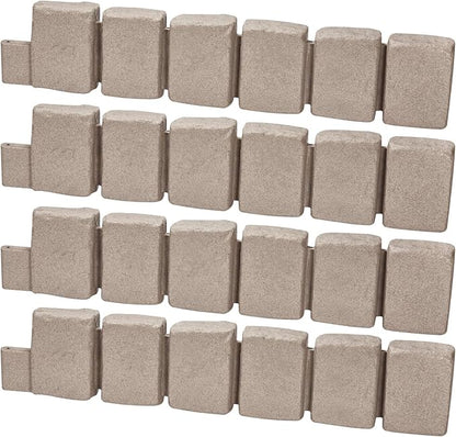 VEVOR Faux Stone Landscape Edging, No Dig Garden Edging Border, Flexible Blocks for Lawn Edging, Flower Beds, Driveway, Yards with 12 Spikes, 4 Pack 24 Bricks 16FT Kit, 47.2" Lx 4" W x 9" H, Beige