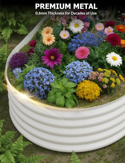 2 Pcs Raised Garden Beds Outdoor 8x4x1.5 ft - Galvanized Steel Planter Box for Vegetables, Flowers, Rust-Resistant Garden Box, Easy Assembly Raised Beds, Durable Planters for Outdoor Plants, Beige