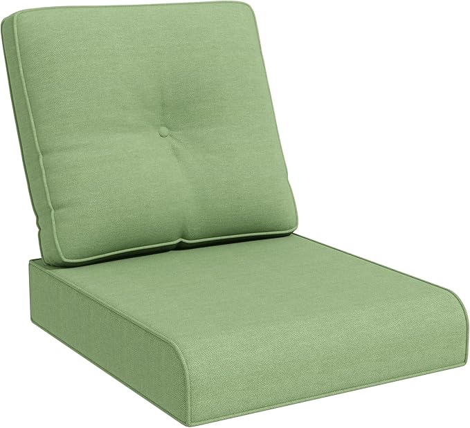 Joyside Outdoor Chair Cushions Set, 22x25/22x24 Inch Patio Furniture Deep Seat Cushions, Water Resistant & Thick Cushion, Outdoor Replacement Cushions for Seat and Sofa (Green, 1 Set)