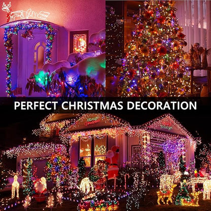 50FT 1000 LED Cluster Christmas Lights, Christmas Tree Lights Outdoor Indoor with 8 Modes & Timer & Remote, Firecrackers String Lights Waterproof for Garland Party Xmas Decorations, Multicolor