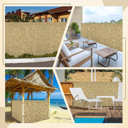 Natural 5.6FT X 16.4FT Reed Fencing Roll, Balcony Privacy Reed Shade Bamboo Fencing Garden Fence Border, Wind Block Sunshade Fence Screen for Outdoor Yard Patio Flower Bed Edge