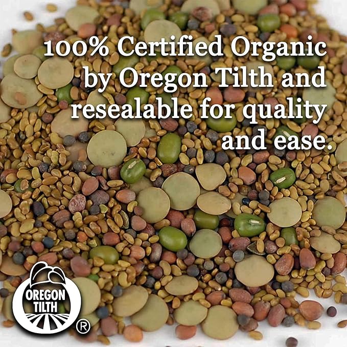 4 Oz - Handy Pantry 5 Part Salad Sprout Mix - Organic Non-GMO Mixed Seeds - Organic Broccoli Sprouting Seeds, Radish Sprout Seeds, Alfalfa Sprout Seeds, Lentil Seeds, and Mung Bean Seeds for Sprouting