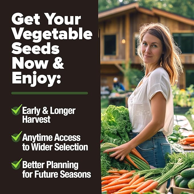 HOME GROWN Heirloom Vegetable Seeds - 15 Varieties, 7,000+ Non GMO Seeds for Planting, Complete Vegetable Garden Kit for Indoor & Outdoor Growing, Survival Seed Vault for Preppers