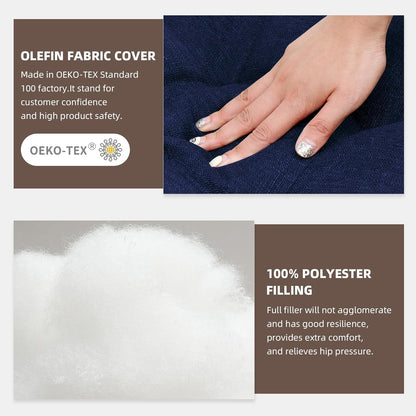 RACE LEAF Outdoor Seat Cushions Set of 2, 19" x 19" Square Patio Cushions, Plump Filling Tufted Water-Resistant Olefin Chair Seat Cushion with Ties for Non-Slip Support, Navy