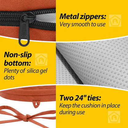 AAAAAcessories Outdoor Seat Cushions for Chairs, Waterproof, Fade-Resistant Patio Furniture Replacement Cushions, 15" x 15" x 2", Set of 2, Rust