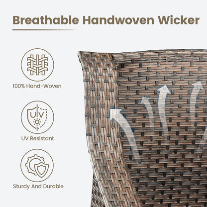 Outdoor Patio Wicker Swivel Chairs - Set of 2 Outside Resin Rattan Rocker Glider Gliding Chair Rocking Armchairs for Front Porch Balcony Backyard Yard Deck Poolside Apartment – Brown/Grey