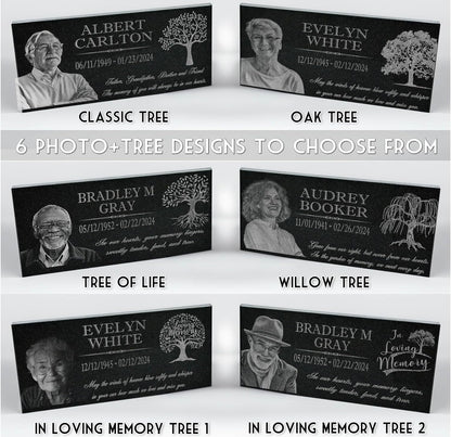 in Loving Memory Photo Tree of Life Personalized Granite Memorial Stone Sympathy Remembrance of Dad Mom Child