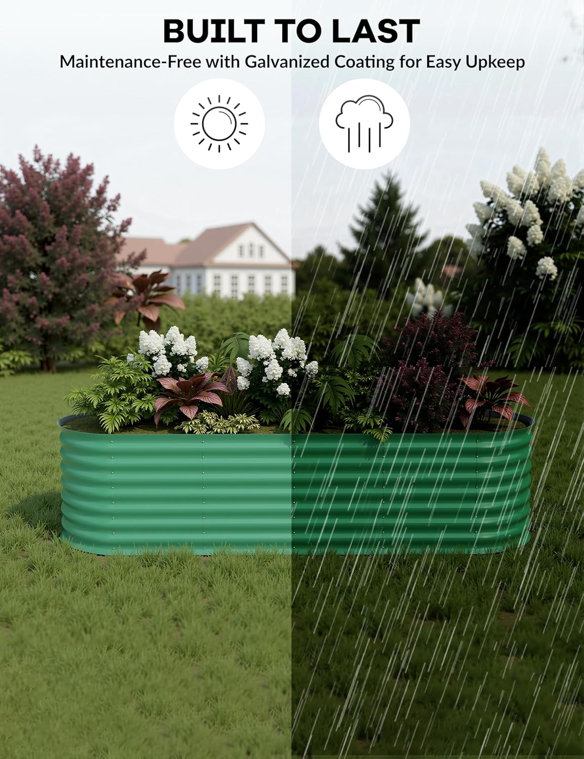 8x2x2ft 2-Pack Raised Garden Bed - Galvanized Steel Outdoor Planter Box for Vegetables, Flowers & Herbs - Durable Rust-Resistant Garden Box, Easy Assembly Raised Beds for Gardening,Green