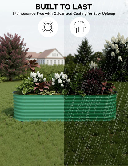 8x2x2ft 2-Pack Raised Garden Bed - Galvanized Steel Outdoor Planter Box for Vegetables, Flowers & Herbs - Durable Rust-Resistant Garden Box, Easy Assembly Raised Beds for Gardening,Green