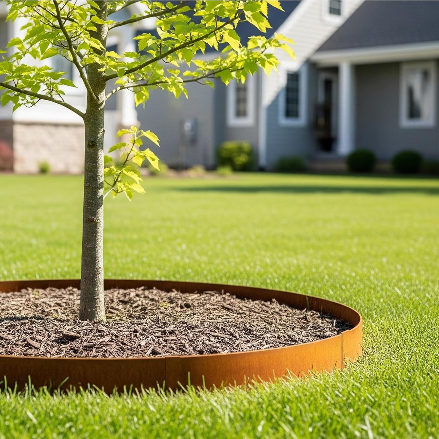 Worth Garden 20ft. Galvanized Steel Landscape Edging - 6-Pack 6.5" x 40" Metal Edging for Landscaping with 7 Stakes, Rust-Like Powder Coating Hammer-in Lawn Edging for Yard Pathway Divider