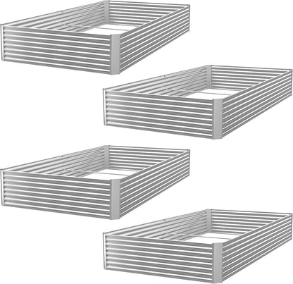 4 Pack 6x3FT Galvanized Raised Garden Bed Outdoor,Metal Garden Bed for Vegetables,Steel Raised Beds for Gardening,Above Ground Garden Box for Flower