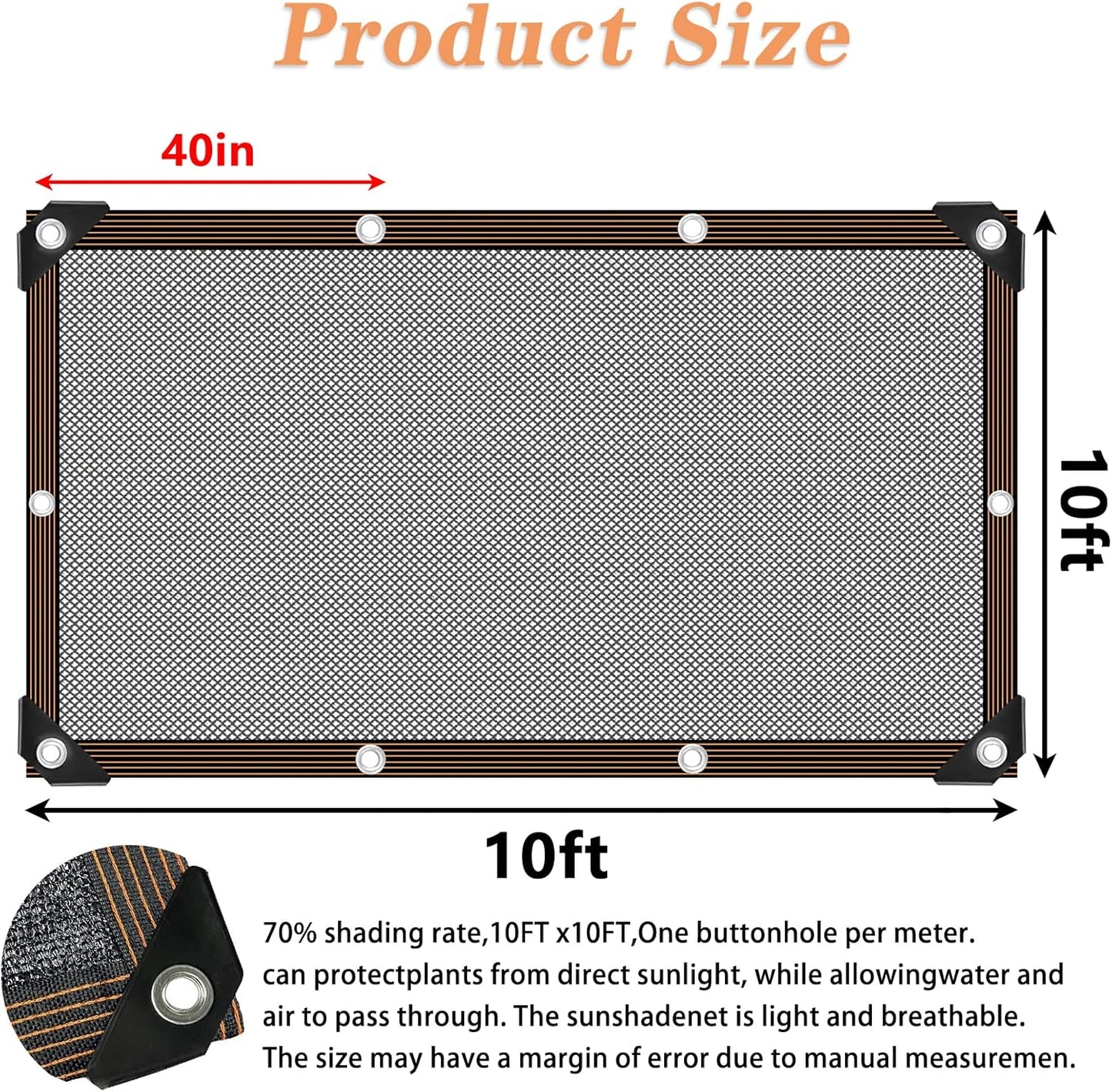 Shade Cloth - for Plants Greenhouse, 70% Sunblock Shade Sails -for Outdoor Garden Pergola Patio Lawn Pool Sun Shade Cloths for Kennel Chicken Coop Easier to Hang Plant Shade Net Cover