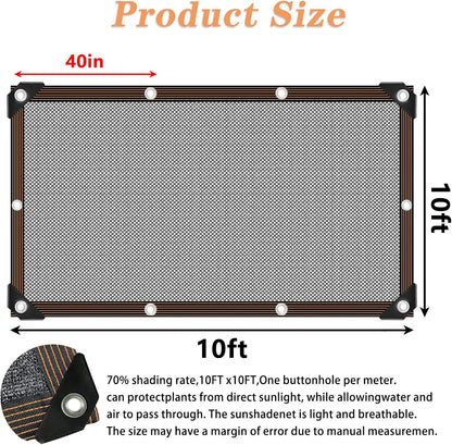 Shade Cloth - for Plants Greenhouse, 70% Sunblock Shade Sails -for Outdoor Garden Pergola Patio Lawn Pool Sun Shade Cloths for Kennel Chicken Coop Easier to Hang Plant Shade Net Cover