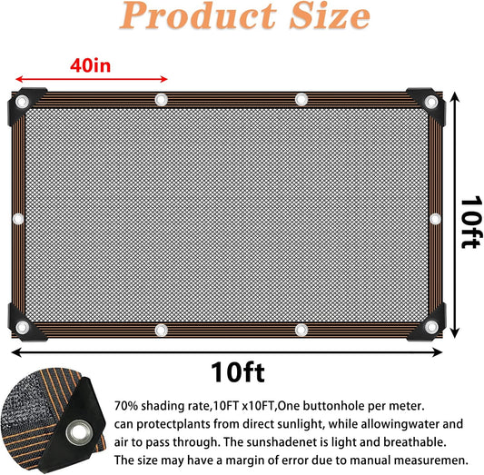 Shade Cloth - for Plants Greenhouse, 70% Sunblock Shade Sails -for Outdoor Garden Pergola Patio Lawn Pool Sun Shade Cloths for Kennel Chicken Coop Easier to Hang Plant Shade Net Cover