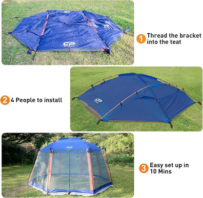 CAMPROS CP Screen House 13 x 13 Ft Screened Mesh Net Wall Canopy Tent Screen Shelter Gazebos for Patios Outdoor Camping Activities - Blue
