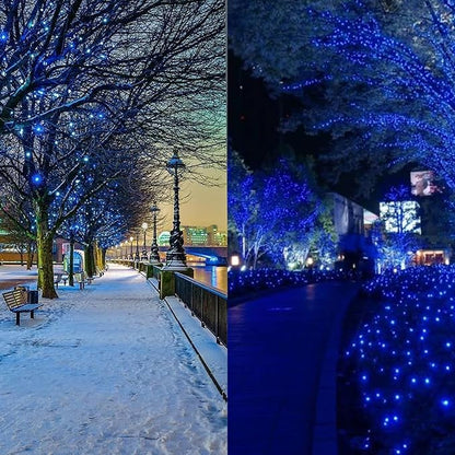 Upgrade Solar String Lights for Outside 2 Pack Total 180FT 500LED String Lights Outdoor with 8 Modes, IP65 Waterproof Outdoor Solar Twinkle Lights, Garden Tree Party Christmas Decorations, Blue