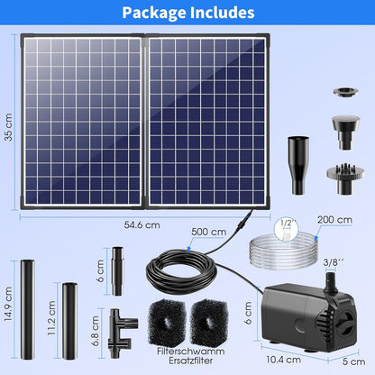 Biling Solar Fountain Pump with 35W Efficient Panel, Solar Fountain Pump with 450GPH Flow High Speed, Fountain with PVC Tubing 4 Nozzles Accessories for Waterfall, Ponds, Wildlife Garden