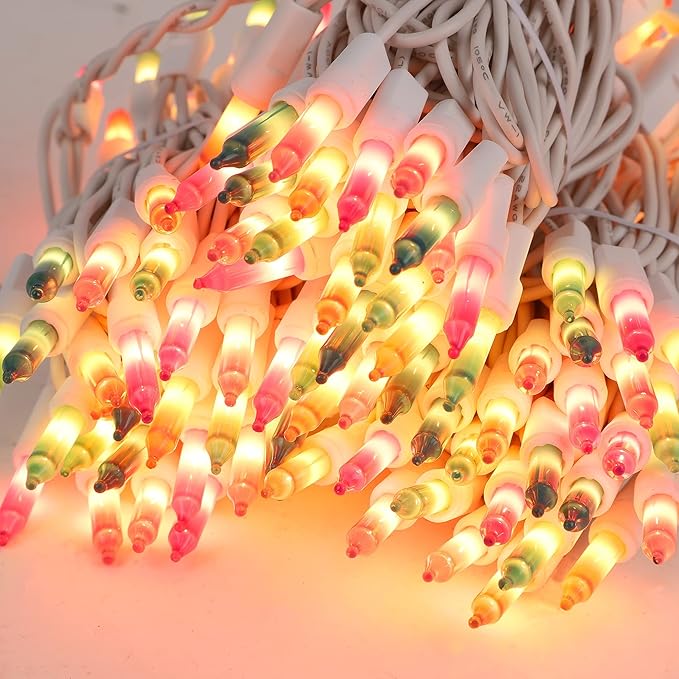 Easter String Lights, 150 Count 33 FT Green Wire Mini Fairy Light, 120V UL Certified Connectable Xmas Tree Incandescent Lights for Garden Patio Holiday Party Outdoor Indoor Decoration, Multicolor