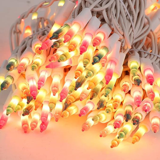 Easter String Lights, 150 Count 33 FT Green Wire Mini Fairy Light, 120V UL Certified Connectable Xmas Tree Incandescent Lights for Garden Patio Holiday Party Outdoor Indoor Decoration, Multicolor