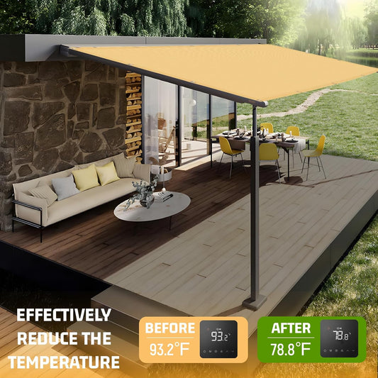 SUNNY GUARD Shade Cloth 4/6/8/10/12 FT Sun Shade Screen Fabric Shade Cover Tarp with Grommets for Pergola Backyard Garden, Sand