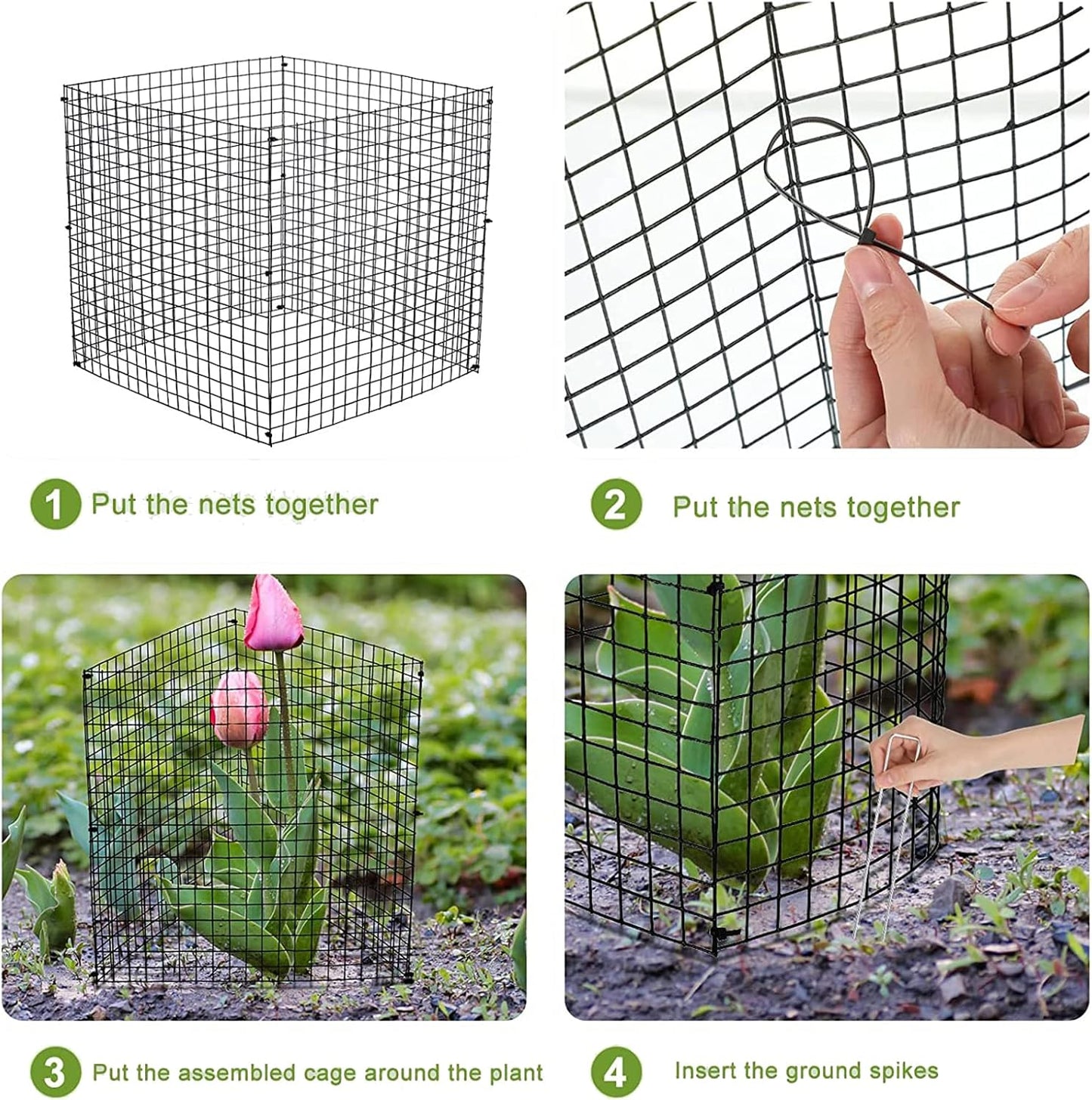 Small Wire Plant Protectors, 6 Pack Square Plant Protectors from Animals Mesh Plant Cage Chicken Wire Cover for Protect Plants, Garden,Shrubs and Vegetables from Animals(12x12 in)