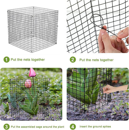 Small Wire Plant Protectors, 6 Pack Square Plant Protectors from Animals Mesh Plant Cage Chicken Wire Cover for Protect Plants, Garden,Shrubs and Vegetables from Animals(12x12 in)