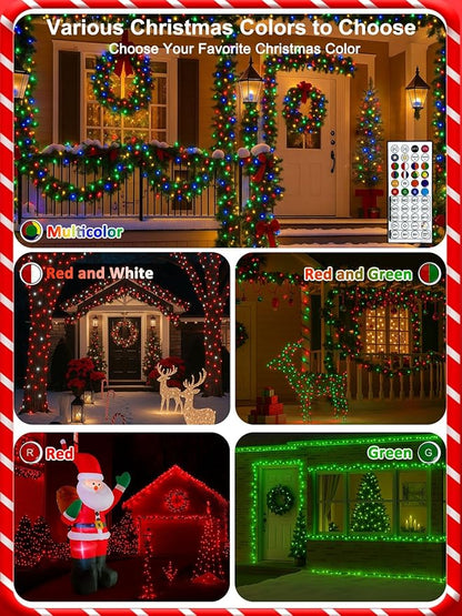 400LED Smart Color Changing Christmas Lights App Controlled, 142FT Waterproof RGB Twinkle String Light Music Sync Multiple Modes, Christmas Lights with Remote & Timer Indoor Outdoor Xmas Decorations