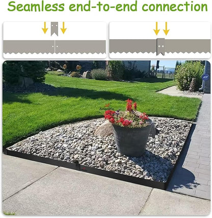 A ANLEOLIFE 12 Pack 40" LX 6"H Galvanized Steel Garden Landscape Edging for Straight & Mild Curved Lines, Hammer-in Metal Lawn Border with Gloves and 10 Stakes (40FT Total) (6 inch tall, 12pcs, Black)