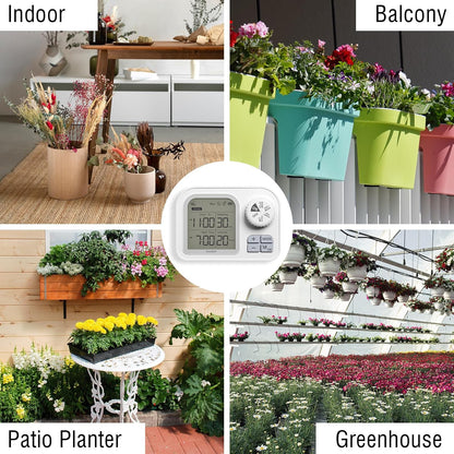 Raddy WS-7 Solar Drip Irrigation Kit with IPX7 Waterproof, Auto Watering System for 15 Potted Plants, with Auto-Soil Humidity Detection, 2600mAh Battery, Large Display for Indoor Outdoor Balcony