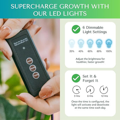 Seed Starter Kit with Grow Lights & Heat Mat – 40-Cell Seed Starter Tray, Humidity Dome, Soil Moisture Meter & Sticky Gnat Traps – Indoor Greenhouse & Plant Propagation Station