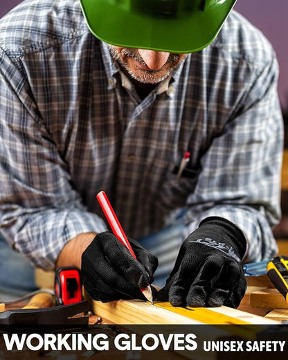 Nuogo 24 Pairs Gardening Gloves for Men Women Rubber Coated Landscaping Work Gloves Safety Work Construction