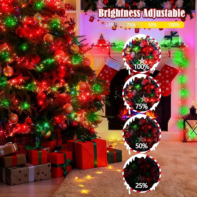 Voice Control 88ft 240LED Smart Christmas String Lights Outdoor/Indoor | String Lights Plug in with Remote, 12Modes, 7Voice Commands & Timers, Christmas Twinkle Light for Xmas Tree Decor (Red & Green)