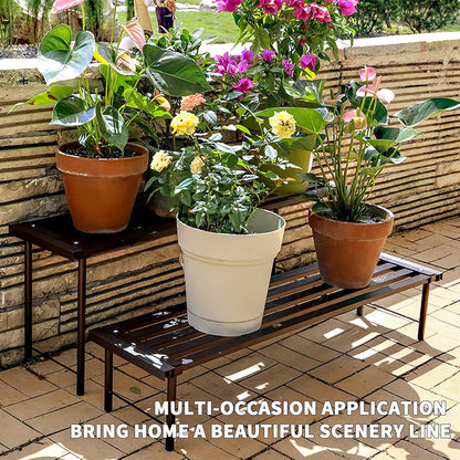 Metal Plant Stand, Rust-proof Aluminum Flower Pot Stand, Plants Display Stands Decoration Racks for Living Room Balconies and Gardens (90 Ebony)