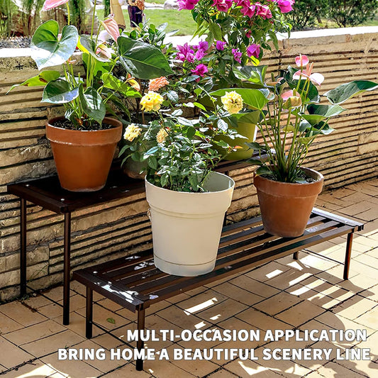 Metal Plant Stand, Rust-proof Aluminum Flower Pot Stand, Plants Display Stands Decoration Racks for Living Room Balconies and Gardens (90 Ebony)