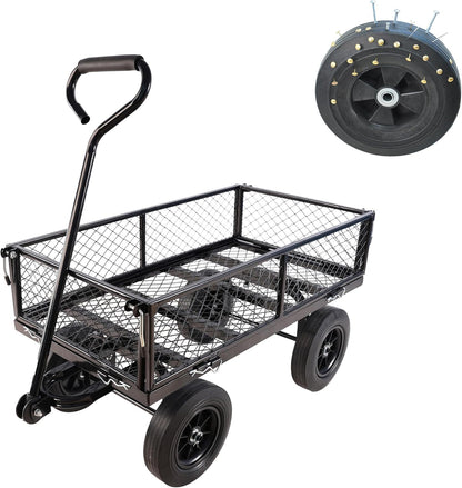 Wagon with Removable Sides Can be Used in Farms, Warehouses etc l Garden Dump cart- A Must-Have for Your Dream Garden Garden Essential- Dump cart Solid Wheels (Black Solid Wheels)