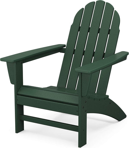 Polywood Vineyard Adirondack Chair, Green - Heavy Duty HDPE Patio Furniture for Outdoor, Deck, Garden, Fire Pit, Pool, Beach, Lawn, Backyard - Classic Comfort Lounge Seating
