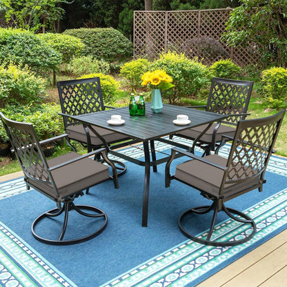 LVTXIII Patio Chair Cushions 19"x19"x3", Water-Repellent Outdoor Seat Cushions for Patio Furniture, Square Chair Pads with Ties for Home Garden Decoration, Set of 2, Dark Grey